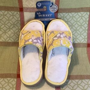 Isotoner Women's Lemonade Yellow Organic Cotton Eco Friendly Slippers Sz 7.5/8